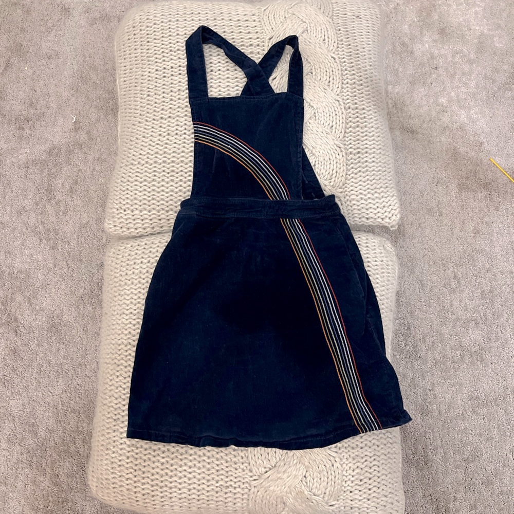 Navy and rainbow cross cut jumper